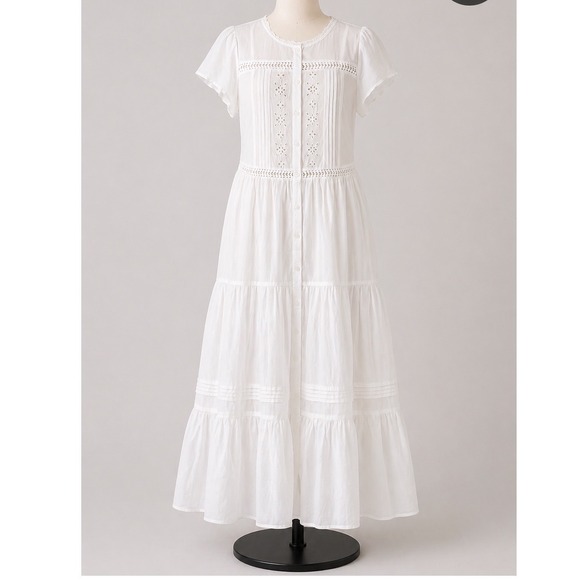 Universal Thread Dresses & Skirts - Universal Thread White Boho Eyelet Cotton Maxi Dress Large Cottagecore Tiered